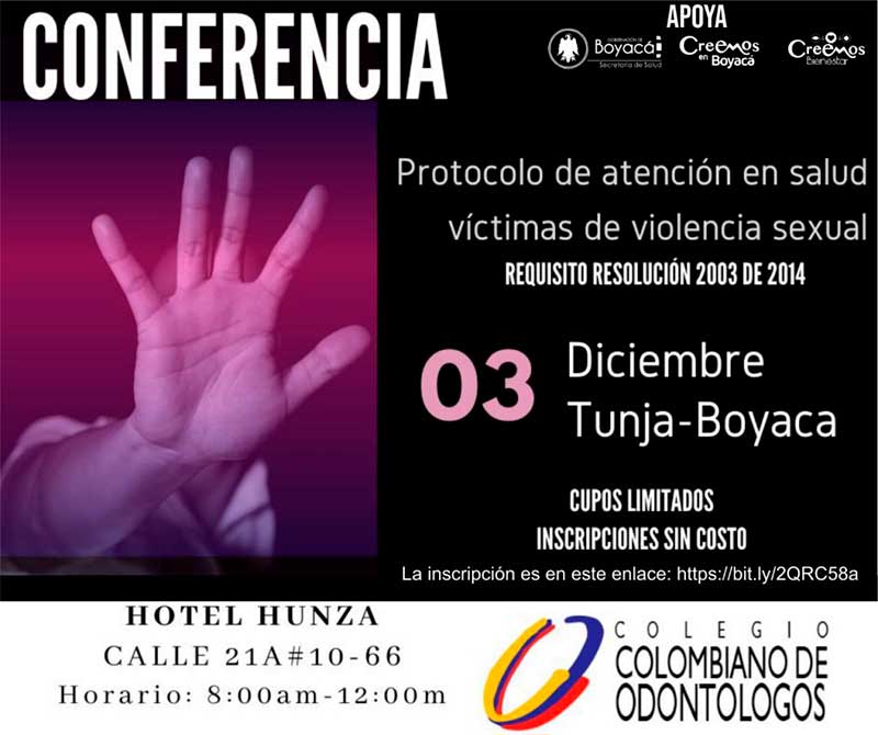 Conferencia. Protocolo de atención en salud, víctimas de violencia sexual. Tunja, 3 de diciembre de 2019