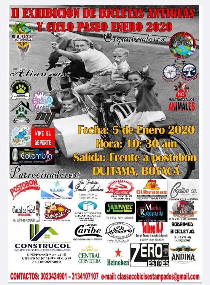 2da Exhibición de Bicicletas Antiguas y Ciclo Paseo Enero 2020. Duitama, Boyacá