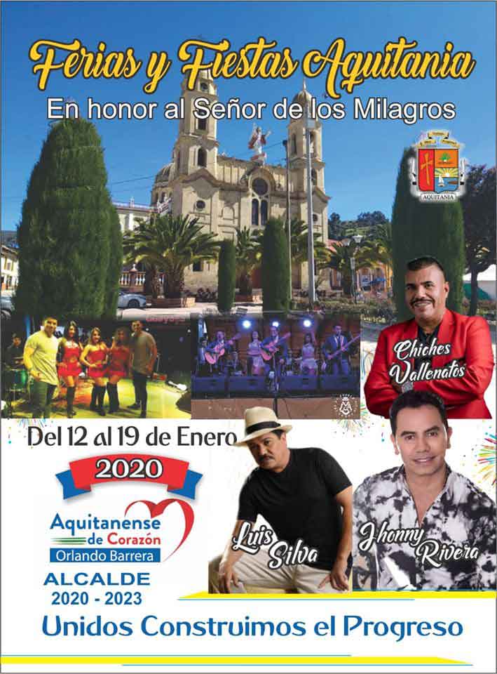 Ferias y Fiestas en Aquitania en Honor al Señor de Los Milagros. Aquitania, enero 2020