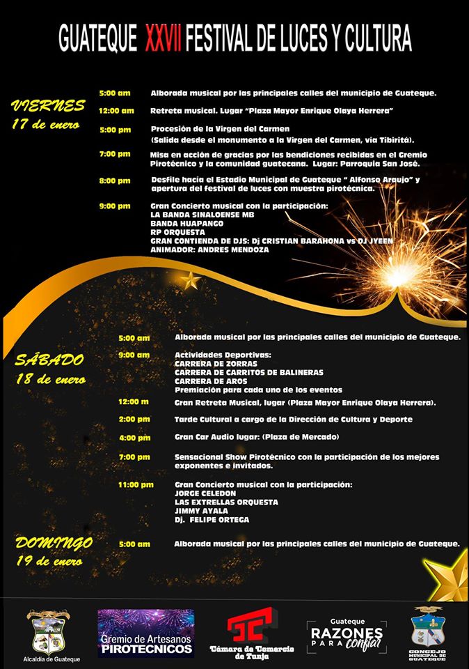 XXVII Festival de luces y Cultura. Guateque, enero 17 y 18 de 2020