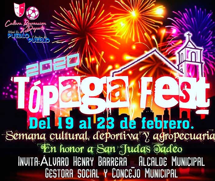 Tradicionales fiestas en Tópaga, Boyacá. Febrero 19 al 23 de 2020