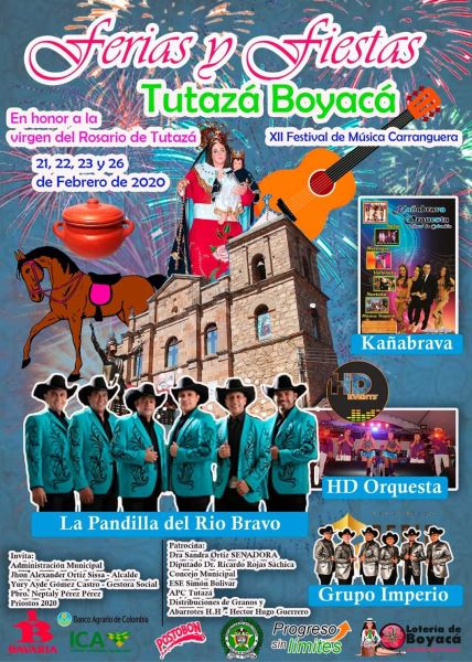 Ferias y Fiestas en Tutazá, Boyacá. Febrero 21 al 26 de 2020