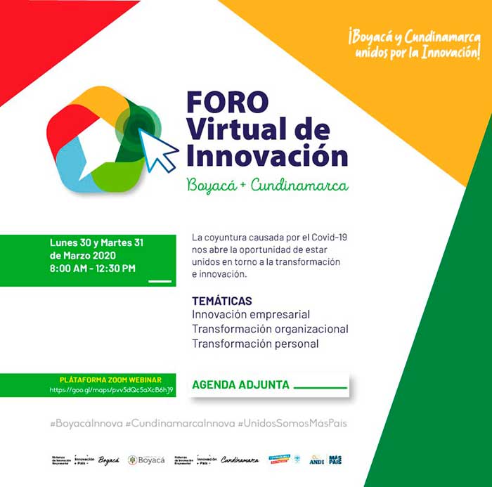 Foro Virtual de Innovación Boyacá + Cundinamarca. Marzo 30 y 31 de 2020