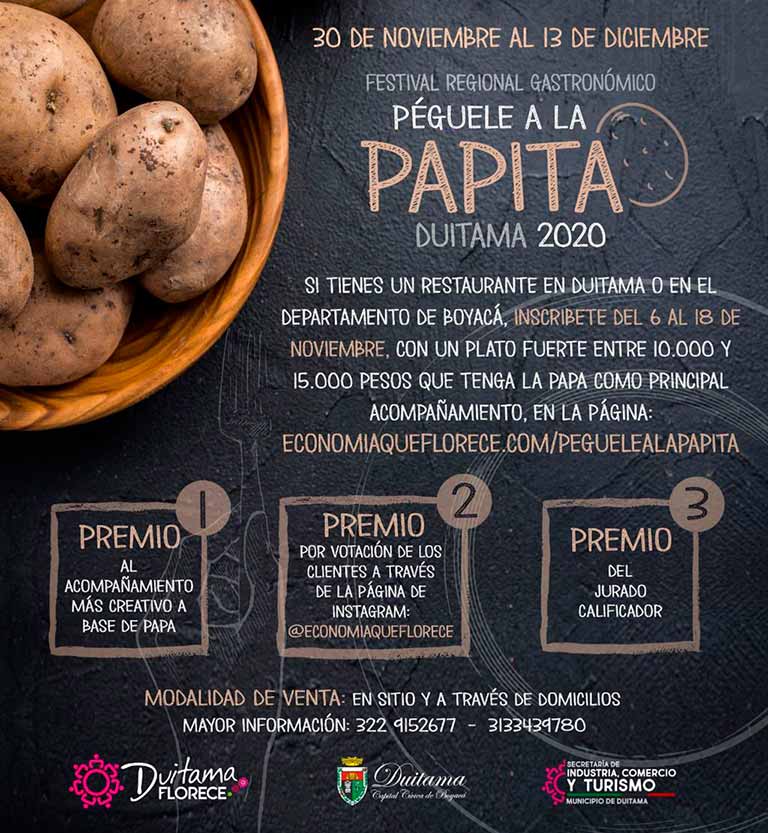 "Péguele a la papita" Festival Regional Gastronómico. Duitama, 30 de noviembre al 13 de diciembre de 2020