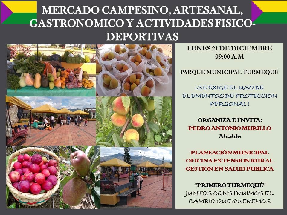 Mercado Campesino, Artesanal, Gastronómico y Actividdaes Fisico-deportivas. Turmequé, dic. 21 de 2020