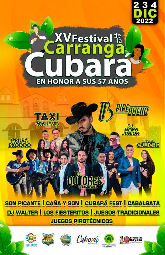 XV Festival de la Carranga Cubará. En honor a sus 57 años
