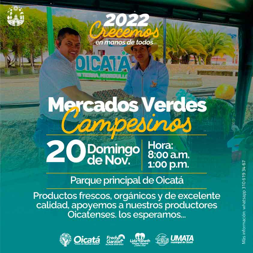 OICATÁ: Mercados Verdes Campesinos. Domingo 20 de noviembre 2022