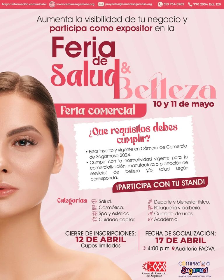 SOGAMOSO: Feria de Salud & Belleza 2024. 10 y 11 de mayo